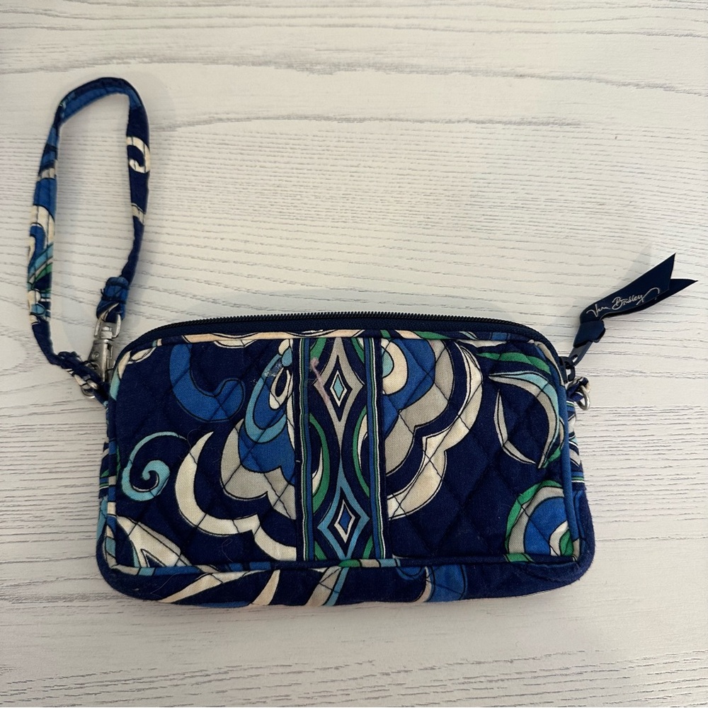 Vera Bradley Blue and Green Patterned Wristlet